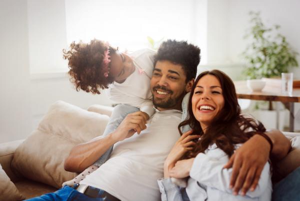 Picture of happy family spending time together